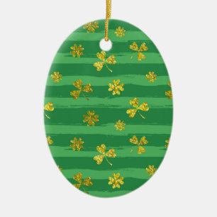 st patricks golden shamrocks keramisch ornament