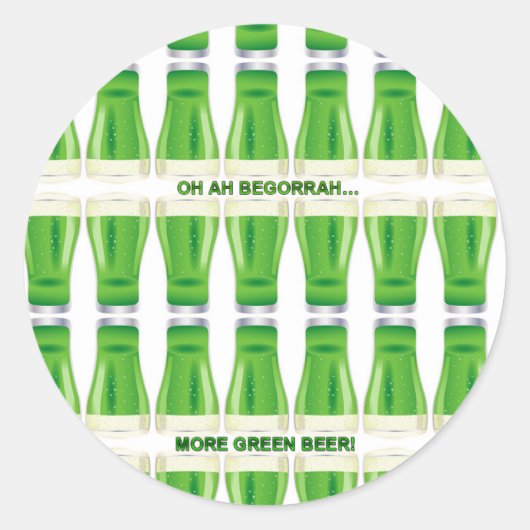St. Patrick's Green Beer Pattern Ronde Sticker (Voorkant)