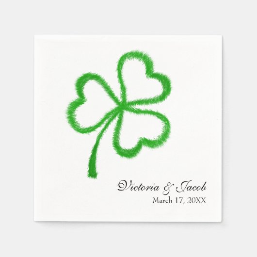 St. Patricks Green Heart Shamrock Wedding Servet (Voorkant)