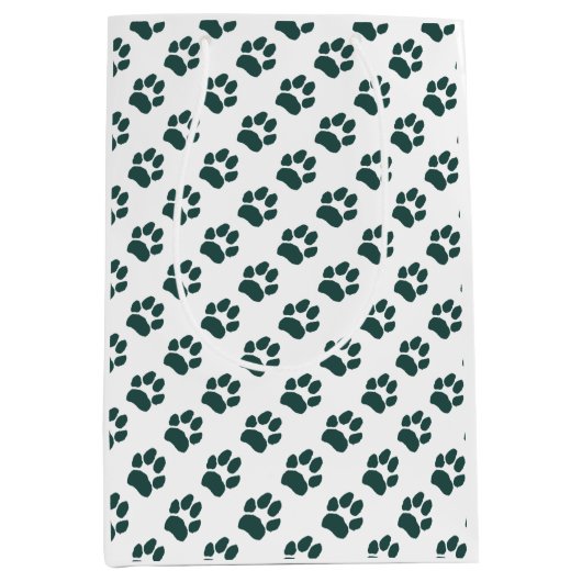 St. Patrick's Green Paw Print Medium Cadeauzakje (Voorkant)