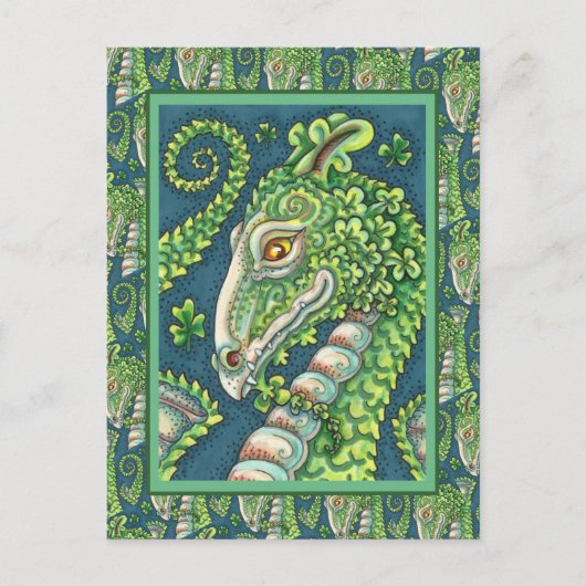 ST. PATRICK'S GROENE SHAMROCK DRAGON, IERSE FANTAS BRIEFKAART (Voorkant)