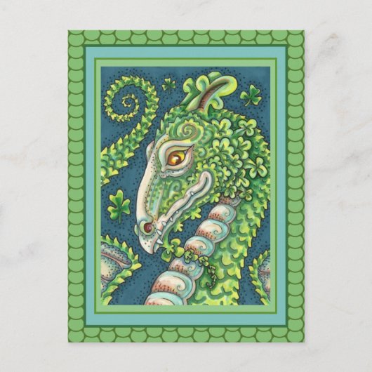 ST. PATRICK'S GROENE SHAMROCK DRAGON, IERSE FANTAS BRIEFKAART (Voorkant)