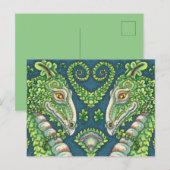 ST. PATRICK'S GROENE SHAMROCK DRAGON, IERSE FANTAS FEESTDAGENKAART (Voorkant / Achterkant)