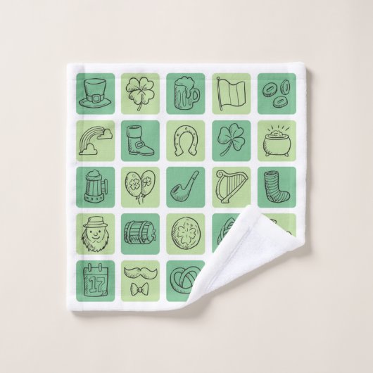 St. Patrick's Hand Drawn Icons ID635 Bad Handdoek (Wasdoekje)
