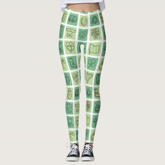 St. Patrick's Hand Drawn Icons ID635 Leggings (Voorkant)