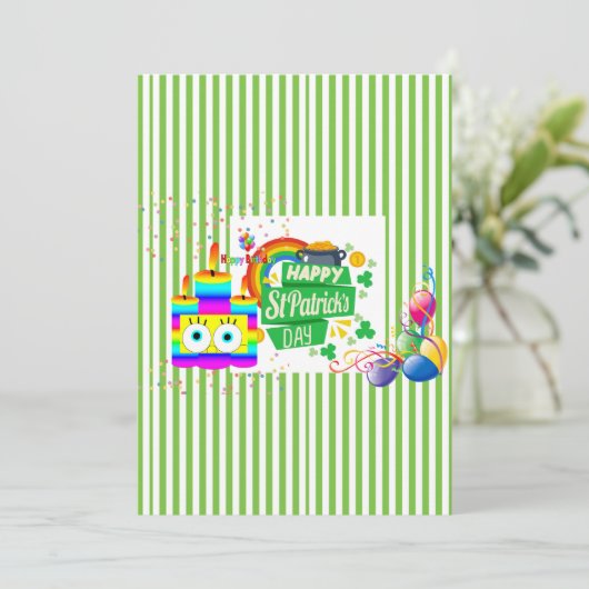 St. Patrick's Happy Birthday Uitnodiging (Staand voorkant)