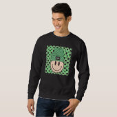 St Patricks Happy Face Hat Lucky Vibes Retro Irish Trui (Voorkant volledig)
