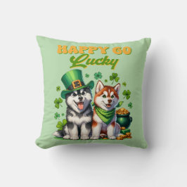 St. Patrick's Happy Go Lucky Husky Kussen