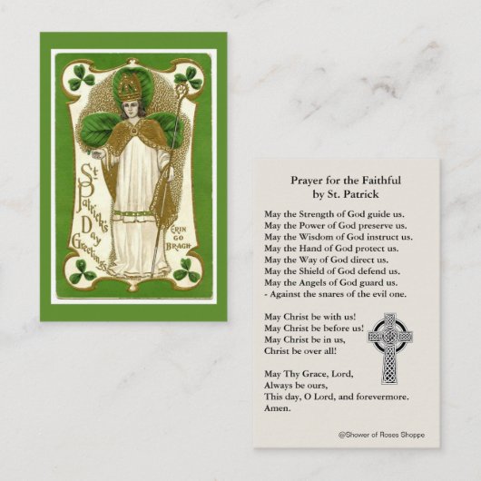 St. Patrick's Heilige Kaart met mooie gebeden Visitekaartje (Voorkant / Achterkant)
