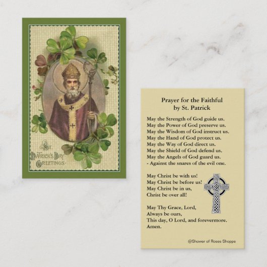 St. Patrick's Heilige Kaart Shamrocks Bishop Visitekaartje (Voorkant / Achterkant)