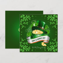 St. Patrick's Hoed en Pot met Goud Kerstkaart