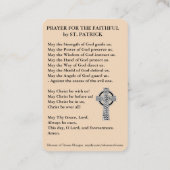 St. Patrick's Holy Kaart Catholic Prayer Visitekaartje (Achterkant)