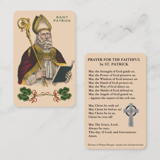 St. Patrick's Holy Kaart Catholic Prayer Visitekaartje (Voorkant / Achterkant)