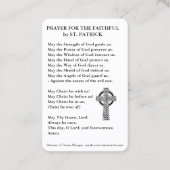 St. Patrick's Holy Kaart Catholic Prayer Visitekaartje (Achterkant)