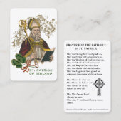 St. Patrick's Holy Kaart Catholic Prayer Visitekaartje (Voorkant / Achterkant)