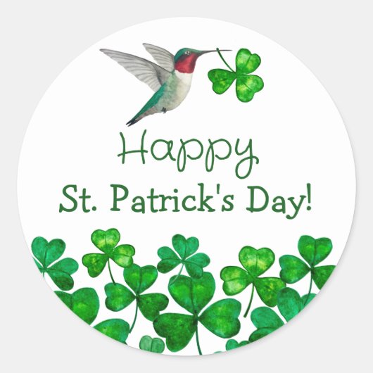 St. Patrick's Hummingbird Ronde Sticker (Voorkant)