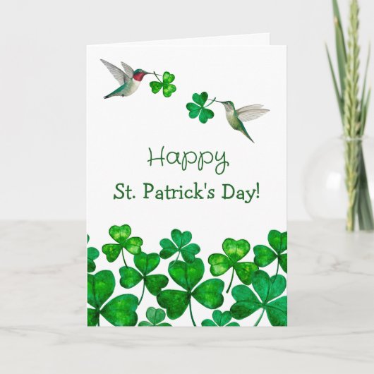 St. Patrick's Hummingbirds Feestdagen Kaart (Voorkant)