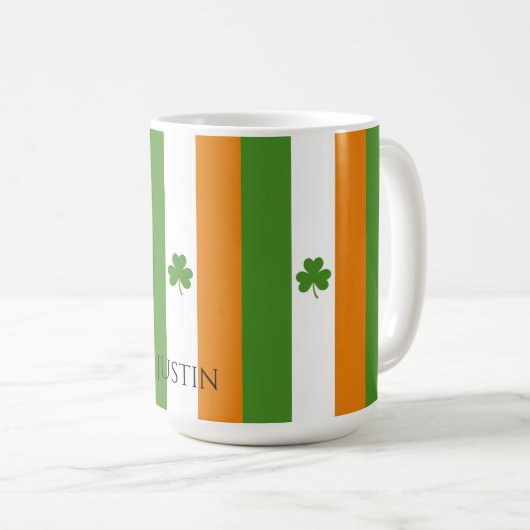 St Patrick's Ierse vlag met Shamrock | Patroon Koffiemok (Voorkant rechts)