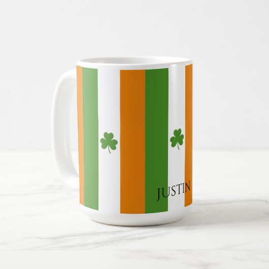 St Patrick's Ierse vlag met Shamrock | Patroon Koffiemok (Voorkant links)
