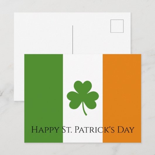 St Patrick's Ierse vlag met Shamrock | personalise Feestdagenkaart (Voorkant / Achterkant)