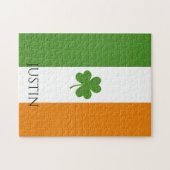 St Patrick's Ierse vlag met Shamrock | personalise Legpuzzel (Horizontaal)