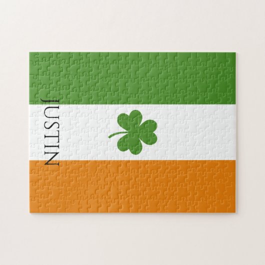 St Patrick's Ierse vlag met Shamrock | personalise Legpuzzel (Horizontaal)