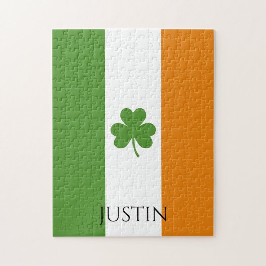 St Patrick's Ierse vlag met Shamrock | personalise Legpuzzel (Verticaal)