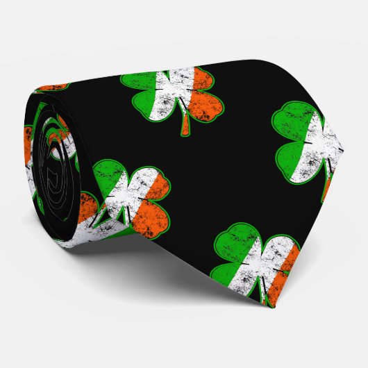 St Patricks Ierse vlag Shamrock in grunge stijl Stropdas (Opgerold)