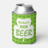 St Patricks Irish Beer Personalized Shamrock Green Blikjeskoeler (Blikje Voorkant)