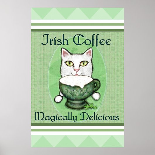 St. Patrick's Irish Coffee Cat Poster / Print (Voorkant)