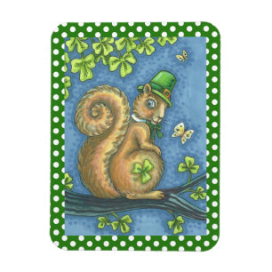 ST. PATRICK'S IRISH LEPRECHAUN SQUIRREL MAGNET MAGNEET