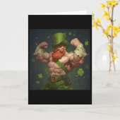 St Patricks Kabouter Bodybuilder Pose Swole Spier Kaart (Gele Bloem)