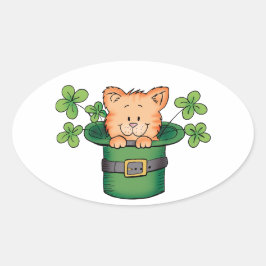 St. Patricks Kat Ovale Sticker