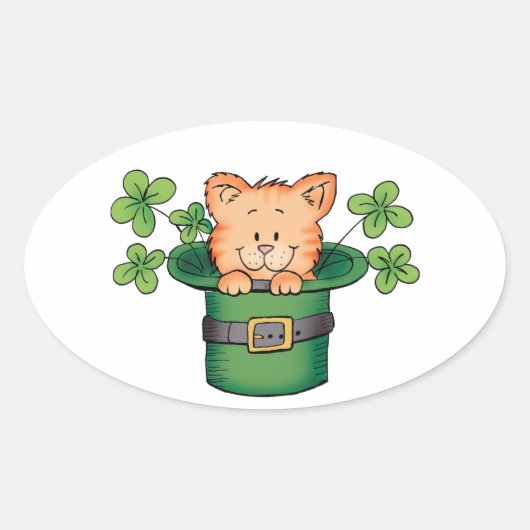 St. Patricks Kat Ovale Sticker (Voorkant)