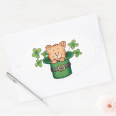 St. Patricks Kat Ovale Sticker (Envelop)