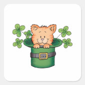 St. Patricks Kat Vierkante Sticker (Voorkant)