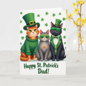 St Patricks Katten Papa Kaart (Gele Bloem)