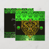 ST. PATRICK'S KELTISCHE HART Groen damast Kaart (Voorkant / Achterkant)