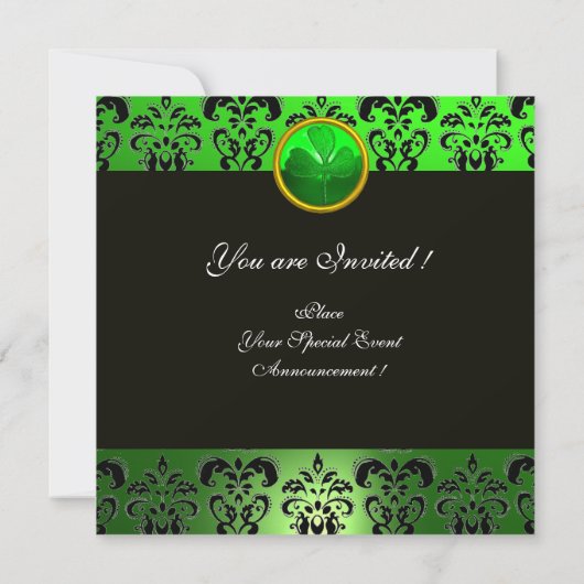 ST. PATRICK'S KELTISCHE HART Groen damast Kaart (Achterkant)