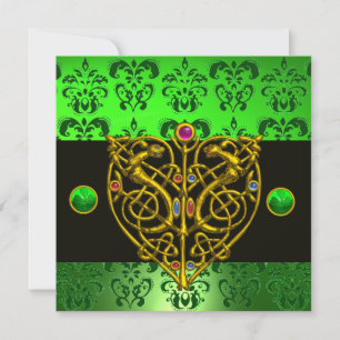 ST. PATRICK'S KELTISCHE HART Groen Damast Kaart