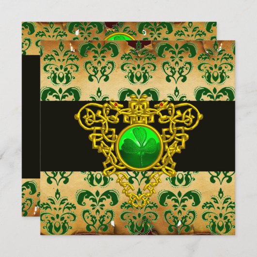 ST.PATRICK'S KELTISCHE HARTEN Green Damast Perkame Kaart (Voorkant / Achterkant)
