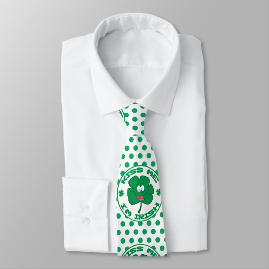 St. Patrick's Kiss Me I'm Irish Polka Dot Necktie Stropdas (Gebonden)