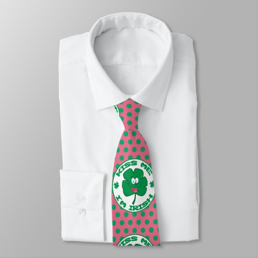 St. Patrick's Kiss Me I'm Irish Polka Dot Necktie Stropdas (Gebonden)