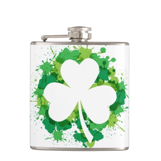 St. Patricks Klaver Vinyl Omwikkelde Fles Heupfles (Voorkant)