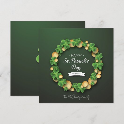 St. Patrick's Klaverblad Munten Feestdagenkaart (Voorkant / Achterkant)