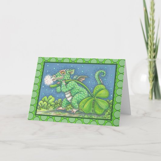 ST. PATRICK'S KLEINE IRISCHE DRAGON GREETINGSKAART KAART (Voorkant)
