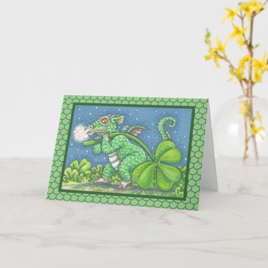 ST. PATRICK'S KLEINE IRISH DRAGON-WENSKAART KAART (Gele Bloem)