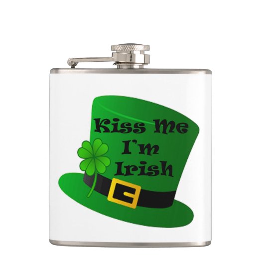 St. Patricks Kus me Ik ben Ierse Vinyl Wrapped Fla Heupfles (Voorkant)