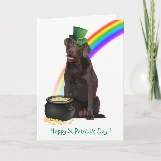 St. Patrick's Labrador - Chocolate Lab Feestdagen Kaart (Voorkant)