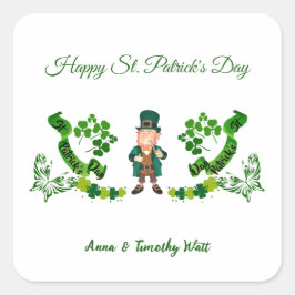 St Patricks Leprechaun Butterfly Lucky Shamrocks Vierkante Sticker